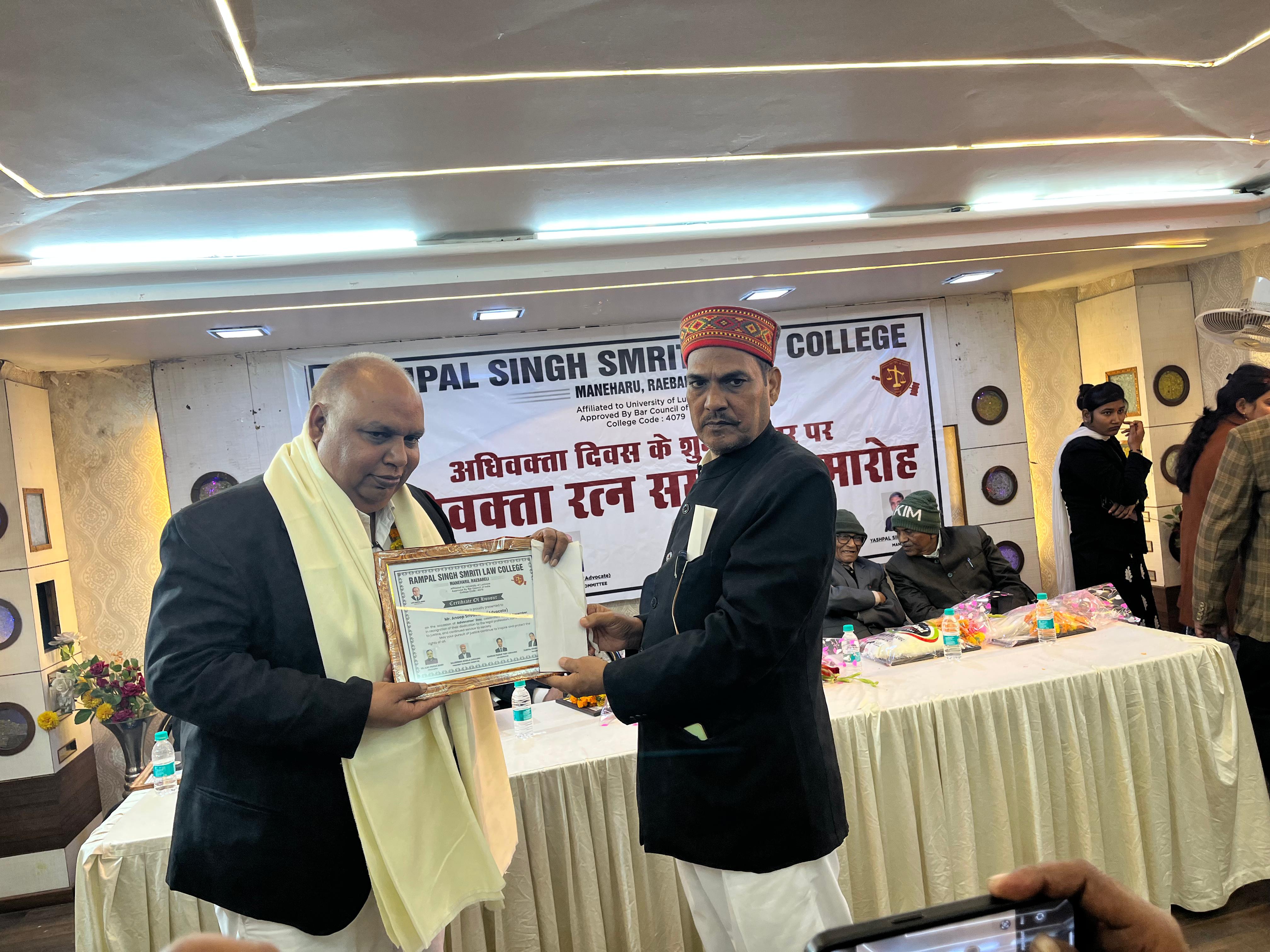 Certificate presentation during advocate day event